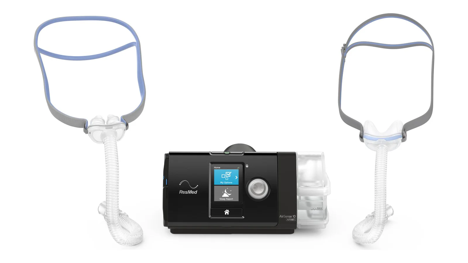 ResMed CPAP machine with AirFit N30 and P10 masks